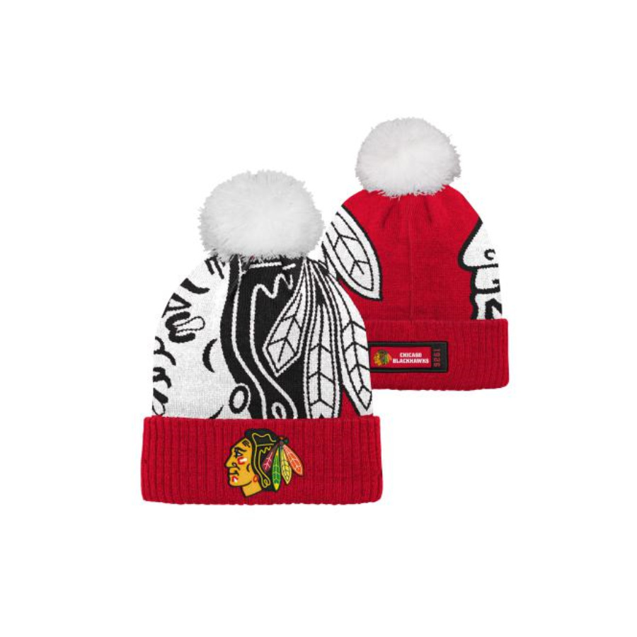 NHL BIG FACE CUFFED POM CHICAGO BLACKHAWKS DETSKÁ ZIMNÁ ČIAPKA